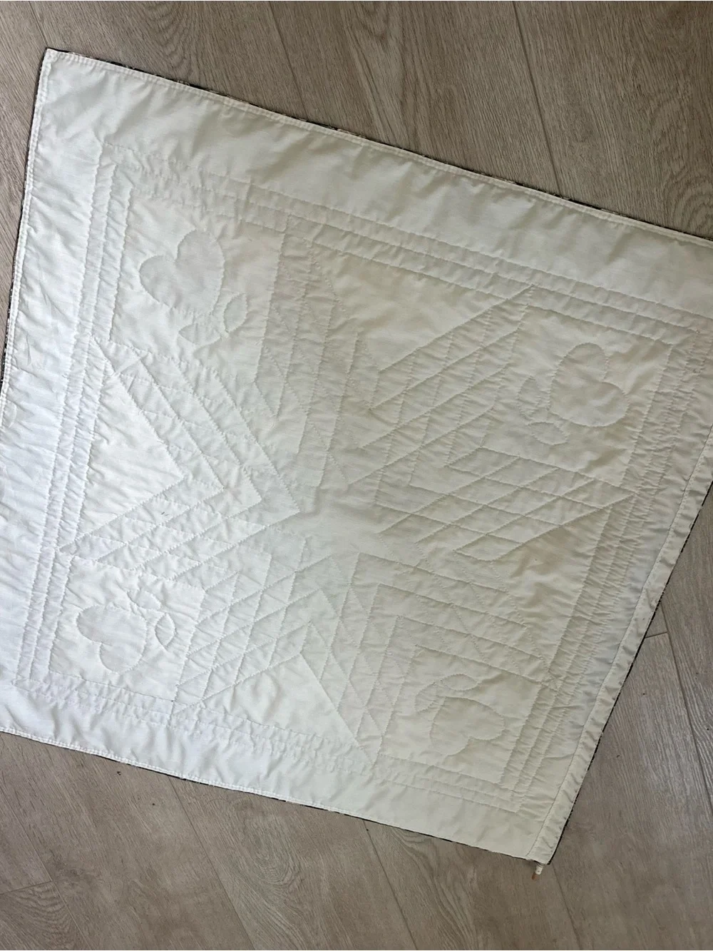 Handmade Floral Star Patchwork Quilt in Pink, Green and Cream